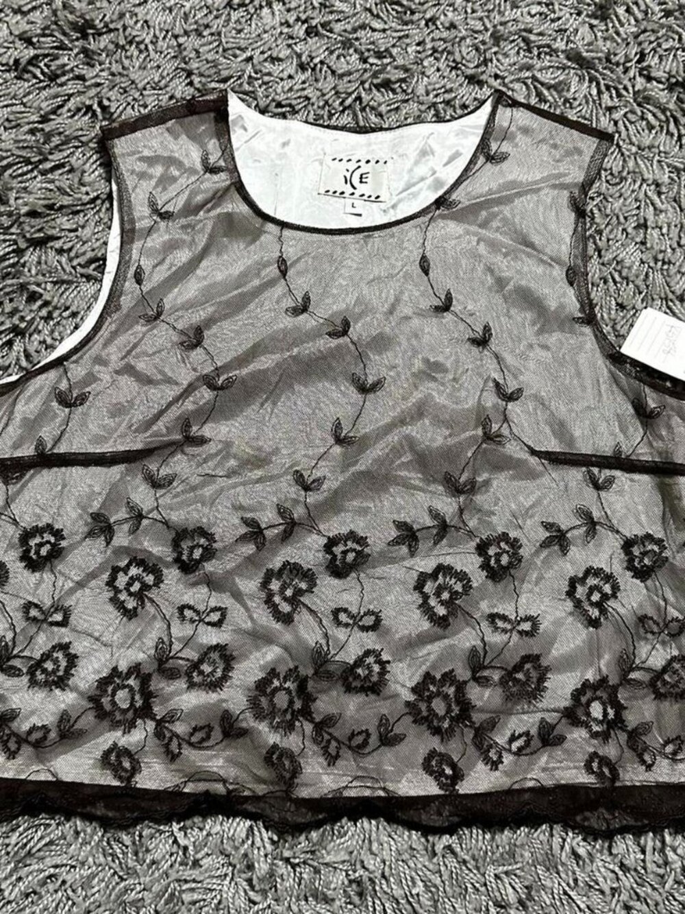 Vintage y2K Whimsygoth Vintage Brown Boho lace Tank Size L
